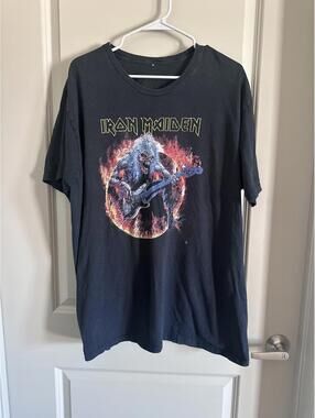 IRON MAIDEN Adult Size XL Metal Fear Live Flame T-Shirt Black Tee